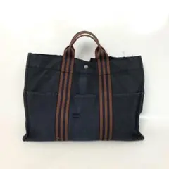 HERMES 헤르메스 푸르투 MM 네이비 브라운 캔버스