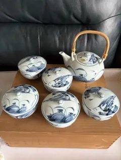 有田焼　慶四郎窯　番茶器揃　急須と蓋つき湯呑５客　セット