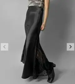 Lace Switching Satin Skirt 黒 LVEU. ラブユ