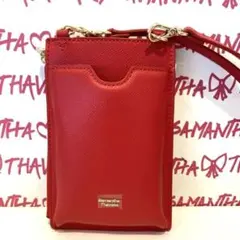サマンサタバサ レッド サコッシュ スマホショルダーバッグ