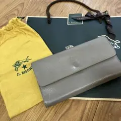 IL BISONTE ロングウォレット グレージュ　巾着付