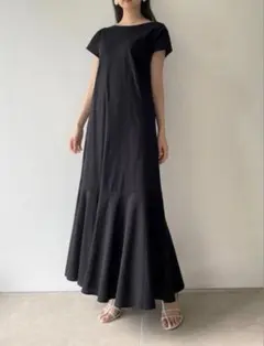 SNIDELスナイデルカットロングワンピース ブラック フリーサイズ