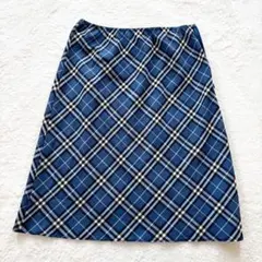バーバリーブルーレーベル　ノバチェック　スカート　フレア　ブルー　M