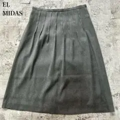 エルミダ【M】ひざ丈スカート Aライン セミフレア タック ギャザー 立体感のサムネイル
