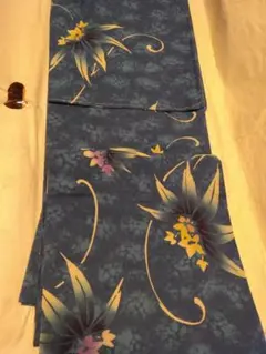 あつらえ高級　青色系 花柄 浴衣