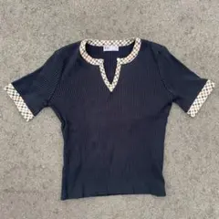 DAKS LONDON 半袖ニット ブラック チェック柄のサムネイル