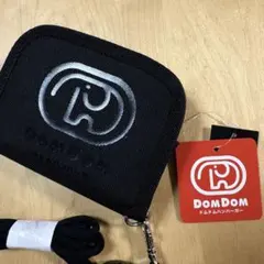 ドムドムバーガー　ロゴ　ドムぞうくん　象　ストラップ付き　お財布　ウォレット　黒のサムネイル