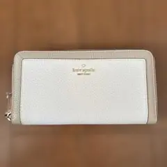 kate spade レザー長財布 ホワイト/ベージュ
