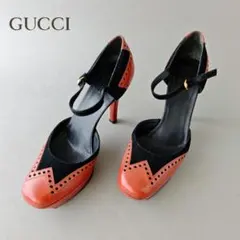 GUCCI✨グッチ 高めヒールイタリア製 アンクルストラップパンプス 36.5C