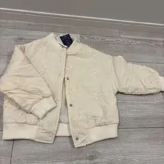 アイボリー 花柄刺繍 ボンバージャケット 100cm~