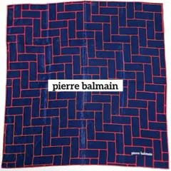 ☆pierre balmain☆スカーフ 幾何学模様 ブロック レンガ ネイビー