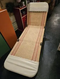 籐　ラタン　ボンボンベッド　折り畳み　サマーベッド　ビーチ　昭和レトロ　ヴィンテ