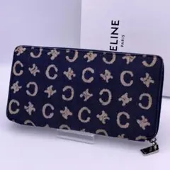 希少/極美品✨ CELINE セリーヌ マカダム ラウンドファスナー 長財布 黒 CELINE セリーヌ ラウンドファスナー長財布 マカダム柄