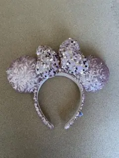 ミニー　ディズニー　スパンコール　カチューシャ　ピンク　ゴールド系　クリスマス