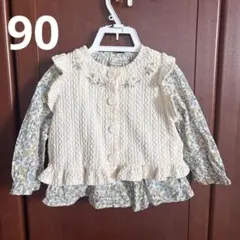 【美品】花柄長袖シャツ　カーディガン　90 tete a tete