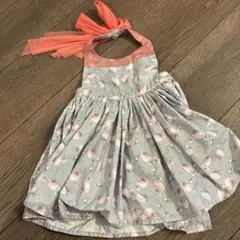 【美品】MARLMARLフラミンゴ柄エプロンワンピース