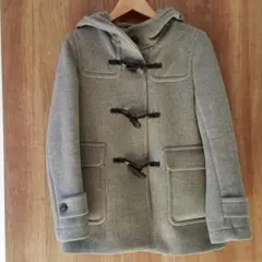 マカフィー ダッフルコート ショート レザー フード付き グレー