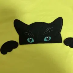 PERSON'S(パーソンズ) 半袖 ライムグリーン 黒猫アップリケ