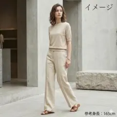トラサルディ リネン シルク混 ワイドパンツ ベージュ 38 希少 Mのサムネイル