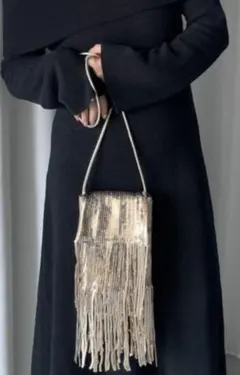 未使用AMERI UND SPANGLE FRINGE SHOULDER BAG