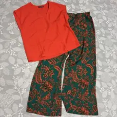 SHEIN パンツセットアップ オレンジ グリーン