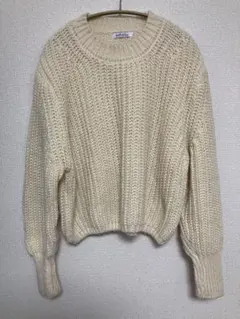 Edit Sheen アイボリー リブ編み ニットセーター 長袖