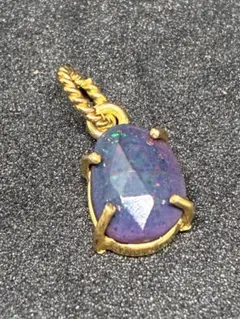 ②天然石　宝石質　ブラックオパールAAA ペアシェイプ　ネックレス