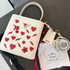 【PRADA】別売りショルダー付き♡サフィアーノ キュイール パニエハンドバッグ