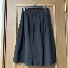黒　膝丈シフォンプリーツスカート　UNIQLO