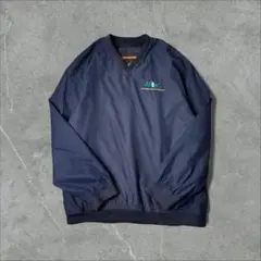 IZOD 刺繍 企業ロゴ Aflac パッカブル ナイロンプルオーバー L 紺