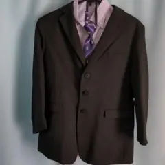 黒ストライプスーツセット（シャツ・ネクタイ付き）170 E 卒業 男の子