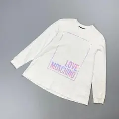 ラブモスキーノ ロゴプリント長袖Tシャツ オーロラプリント 白 38*JD100