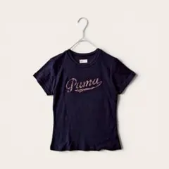 プーマ ラインストーロゴ付き 半袖 Tシャツ ストレッチ ブラック 日本製のサムネイル