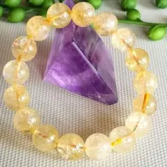 在庫処分　高品質　レインボー入り　天然石シトリン約11.9㍉ブレスレット