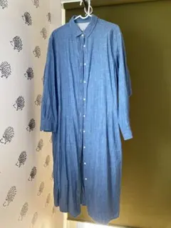 無印良品ブルーデニム 長袖シャツワンピース