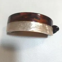★ブラウン×ベージュ ヘアクリップ ラメ入り USED 美品 a0361