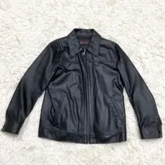 美品✨90's レザージャケット　本革　ジップブルゾン　L 黒　木村拓哉　襟付 美品✨90's レザージャケット 本革 ジップブルゾン L 黒 木村
