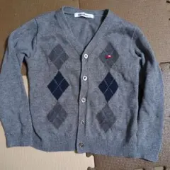 familiar カーディガン 110 グレー アーガイル