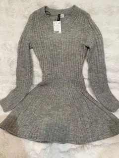 H&M グレー リブ編み ニットワンピース　新品未使用　M