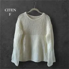 CITEN 透かし編み長袖ニット アイボリー