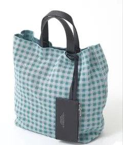 【本体美品】定価8800円 クロコダイル ニットトートバッグ ポーチ付 紺白