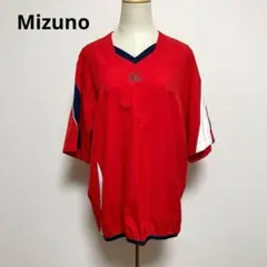 Mizuno ミズノ レッド Vネック プルオーバー シャツ 伸縮性ありのサムネイル