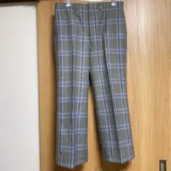 チェック柄スラックスパンツ レトロ 水色 グランドスラム