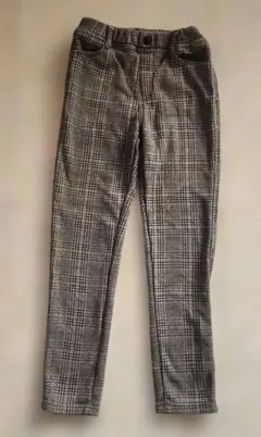 裏起毛 美品 グレー系 チェック柄 スリムフィットパンツ