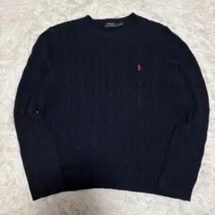【メンズＬサイズ・紺】poloポロ・ラルフ・ローレン ケーブルニットセーター