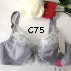 ワコール　ウイング　背中の段差すっきり　フルカップブラ　C75 ライトグレー