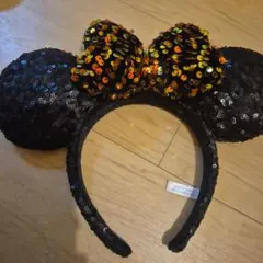 ミッキー型カチューシャ 黒とオレンジ