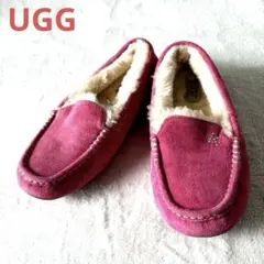 【美品】アグ モカシン アンスレー ベリー ピンク 24cm ラインストーン K