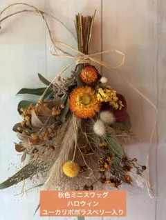 秋色ミニスワッグ＊ユーカリポポラスベリー入り＊ハロウィン＊シックナチュラル