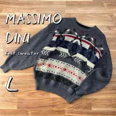 MASSIMOマッシモ日本製ヴィンテージ ウール混ノルディック柄ニットセーターL